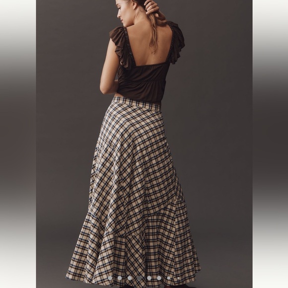 Anthropologie seamed plaid wrap maxi skirt - Picture 4 of 7